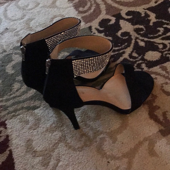 RHINESTONE ANKLE STRAP HEELS (WIDE WIDTH) - Picture 1 of 3
